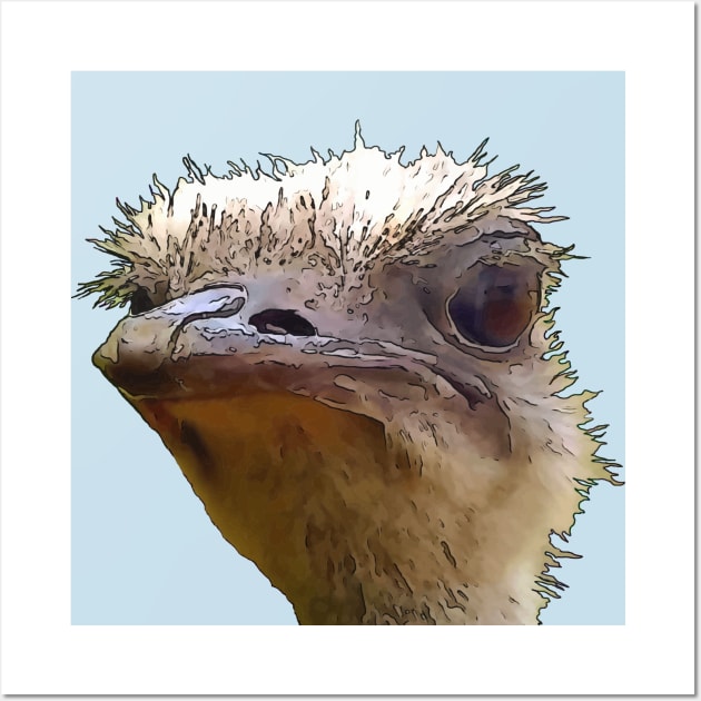 Beautiful Artistic Grumpy Ostrich Vector Cut Out Wall Art by taiche